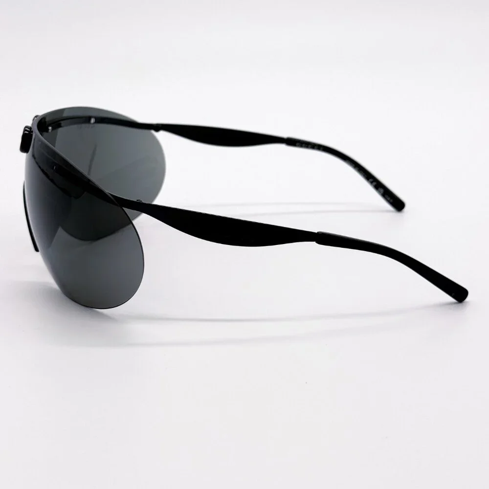 NEW AUTHENTIC GUCCI GG1656S 001, BLACK METAL OVERSIZED MASK SUNGLASSES G…